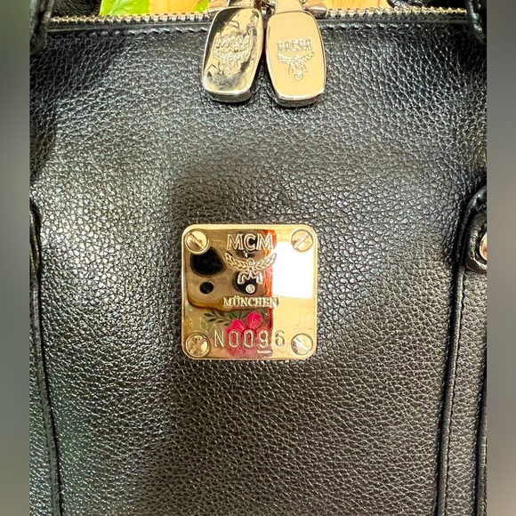 MCM Studded Silver Mini Boston Handbag with Zipper Closure - Picture 2 of 12